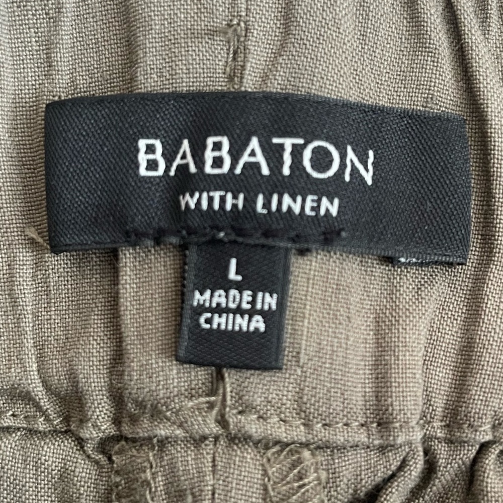Babaton Aritzia Linen Drawstring Army Green Shorts - image 4